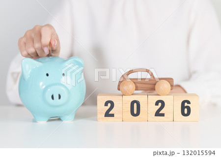 Happy New Year 2026 with car model and Coins Money stack for deposit and Automobile Tax. Money Saving, Car Insurance, Financial, vehicle Repair and Maintenance and New Year concept Happy New Year 2026 with car model and Coins Money stack for deposit and Automobile Tax. Money Saving, Car Insurance, Financial, vehicle Repair and Maintenance and New Year concept 132015594