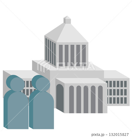 シンプルな国会議事堂と議員 132015827