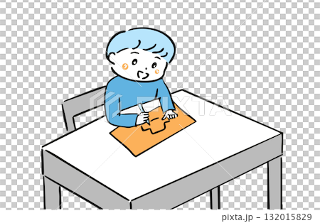 塗り絵をする男の子 132015829