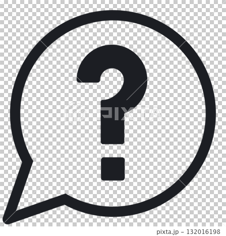 Simple round speech bubble question mark (line drawing, transparent version) 132016198