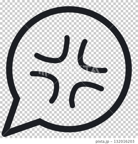 Simple round speech bubble with an irritated mark (line drawing, transparent version) 132016203