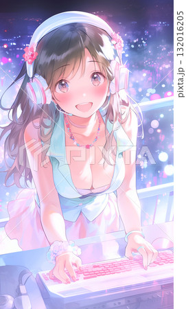 音楽好きの女の子 水彩画イラスト 音楽好きの女の子 水彩画イラスト 132016205