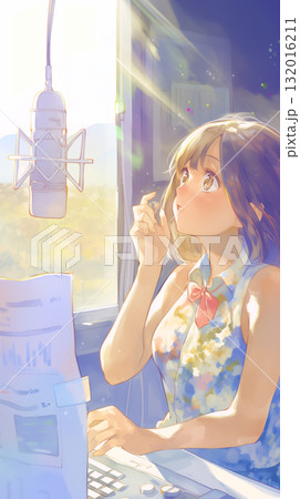 音楽好きの女の子　水彩画イラスト 132016211