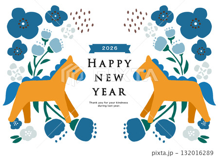 2026年 午年 年賀状テンプレート 2026年 午年 年賀状テンプレート 132016289
