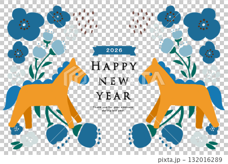 2026年 午年 年賀状テンプレート 2026年 午年 年賀状テンプレート 132016289