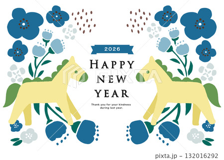 2026年 午年 年賀状テンプレート 2026年 午年 年賀状テンプレート 132016292