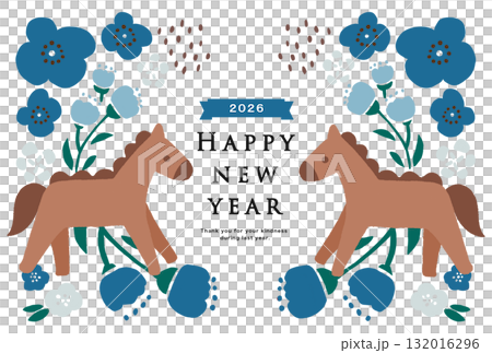 2026年 午年 年賀状テンプレート 2026年 午年 年賀状テンプレート 132016296
