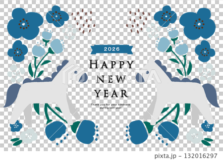 2026年 午年 年賀状テンプレート 2026年 午年 年賀状テンプレート 132016297