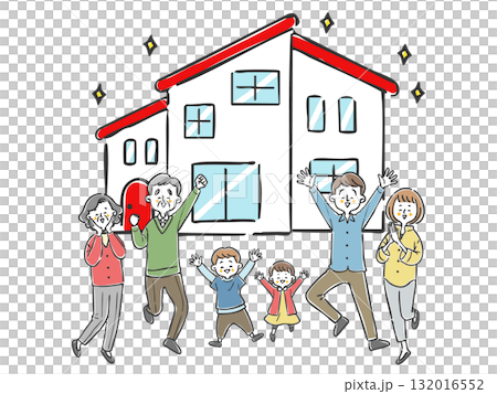 My home, three generations of family, joy, vector My home, three generations of family, joy, vector 132016552