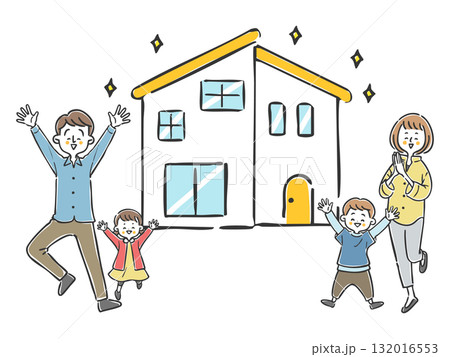 新しい家を買った家族　ベクター 132016553