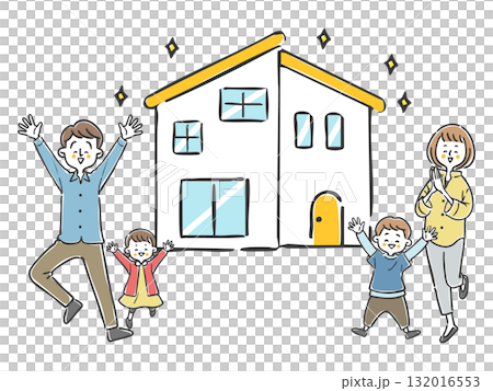 新しい家を買った家族　ベクター 132016553