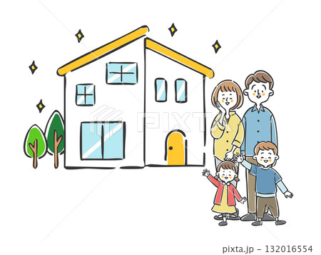 マイホームと家族二世代　ベクター 132016554