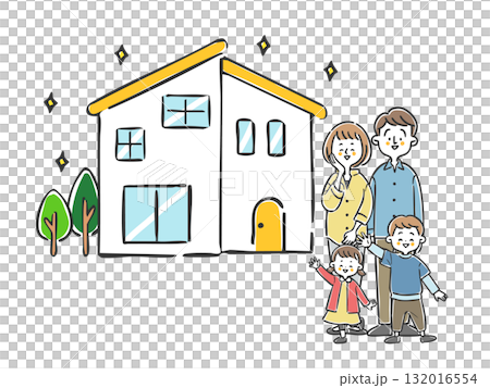 マイホームと家族二世代　ベクター 132016554