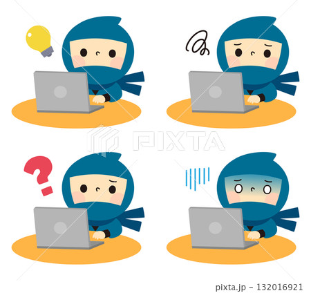 パソコンをする忍者 パソコンをする忍者 132016921