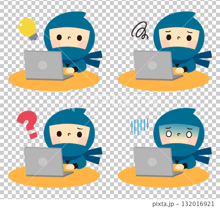 パソコンをする忍者 パソコンをする忍者 132016921