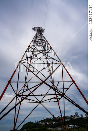 Powerful transmission tower against a cloudy sky in Vladivostok, Russia Powerful transmission tower against a cloudy sky in Vladivostok, Russia 132017154