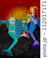 Colorful mermaid artwork by children depicting ocean scene at sunset 132017171