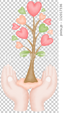 world kindness day Heart-shaped tree hand watercolor illustration 132017336