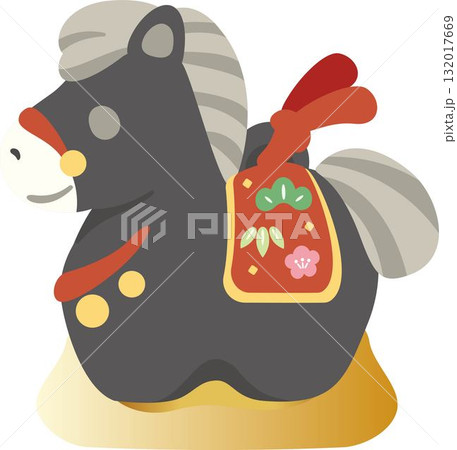 かわいい馬の土鈴イラスト (午年・縁起物・年賀状素材) 132017669