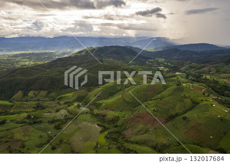 Rice Field of Farmer and sun in the morning,in Thailand Rice Field of Farmer and sun in the morning,in Thailand 132017684
