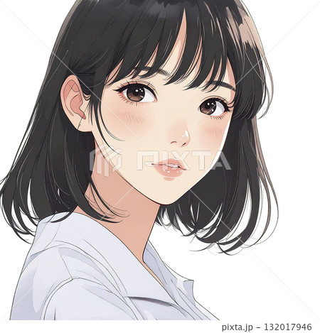 若い女性のアップ　AI生成画像 132017946