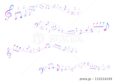 カラフルな遠近感のある楽譜のフレームイラスト 五線譜 背景イラスト 音符、休符、音楽記号のイラスト カラフルな遠近感のある楽譜のフレームイラスト 五線譜 背景イラスト 音符、休符、音楽記号のイラスト 132018289