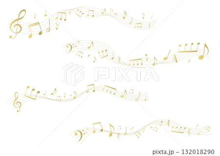 ゴールドの遠近感のある楽譜のフレームイラスト 五線譜 背景イラスト 音符、休符、音楽記号のイラスト ゴールドの遠近感のある楽譜のフレームイラスト 五線譜 背景イラスト 音符、休符、音楽記号のイラスト 132018290