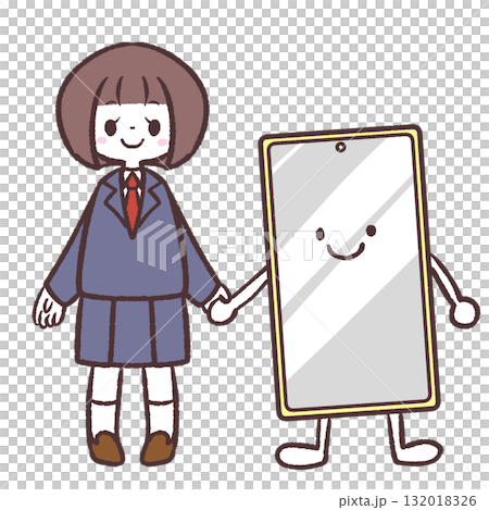 一位擅長使用智慧型手機的女學生的插圖 132018326