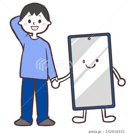スマホとうまく付き合う男性のイラスト スマホとうまく付き合う男性のイラスト 132018331