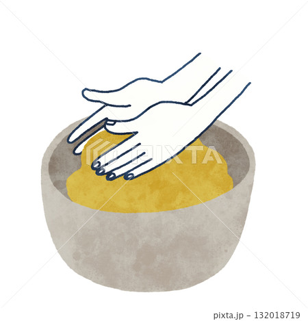 イエローとグレーで描いた手作り味噌のアイテムシリーズです 132018719