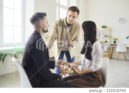 Jealousy and rivalry during marriage proposal creating intense love triangle drama Jealousy and rivalry during marriage proposal creating intense love triangle drama 132018749