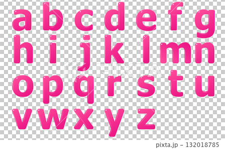 Pink plump letters alphabet lowercase illustration set 132018785
