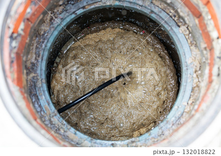 Closeup shot of a tank of sewerage system 132018822