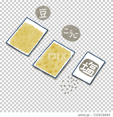 A series of handmade miso items in yellow and gray. 132018884