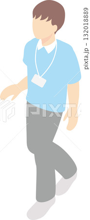 介護福祉士（男性）のアイソメトリックイラスト (介護士・ヘルパー) 132018889