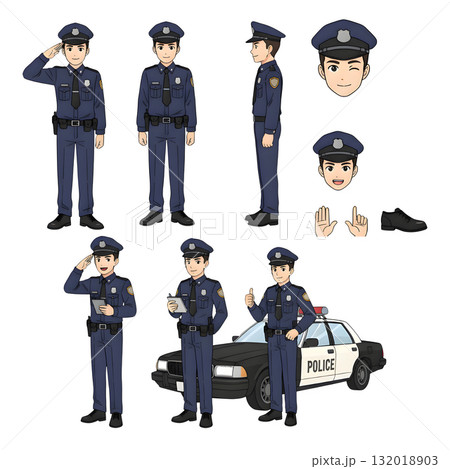 Police man character for animation. illustration design. 132018903