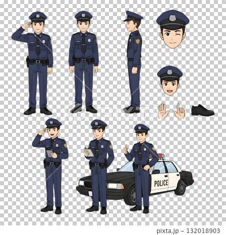 Police man character for animation. illustration design. 132018903