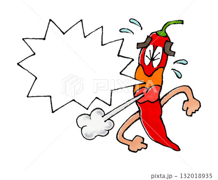 吹き出しと唐辛子のキャラクター 吹き出しと唐辛子のキャラクター 132018935