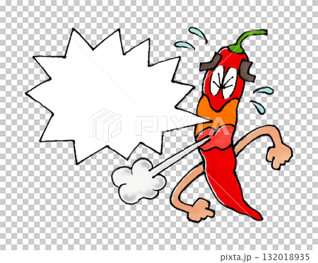 吹き出しと唐辛子のキャラクター 吹き出しと唐辛子のキャラクター 132018935