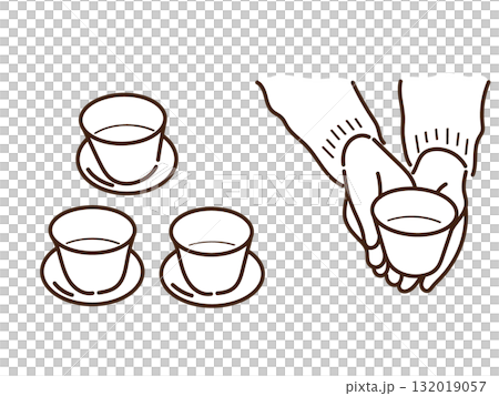 Line drawings depicting Japanese customer service etiquette Line drawings depicting Japanese customer service etiquette 132019057