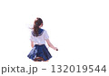 自転車に乗る制服姿の女性（後ろ姿） 132019544