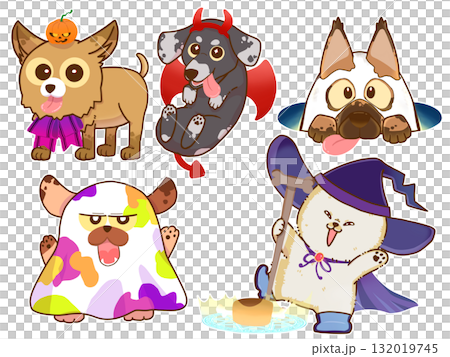 ハロウィンの仮装をした犬たち 132019745