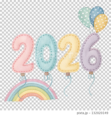 Patchwork Number 2026  Clipart White Background 132020149