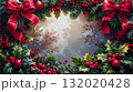 赤いリボンのクリスマスのフレーム 132020428