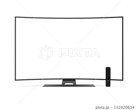 Realistic curved tv with white screen. Smart tv mockup. Realistic curved tv with white screen. Smart tv mockup. 132020634