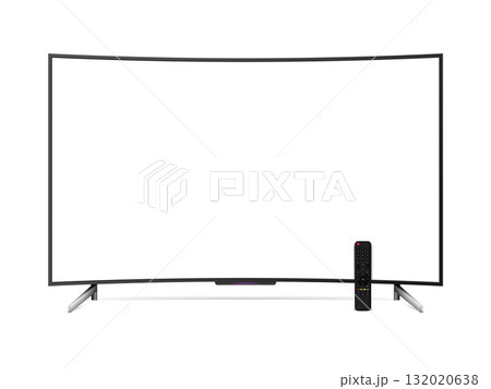 Realistic curved tv with white screen. Smart tv mockup. Realistic curved tv with white screen. Smart tv mockup. 132020638