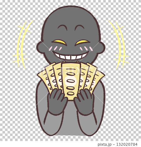 一個惡棍因擁有大量金錢而高興的插圖 一個惡棍因擁有大量金錢而高興的插圖 132020784