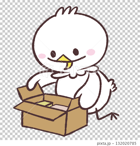 一隻白鳥打開盒子的插圖 132020785