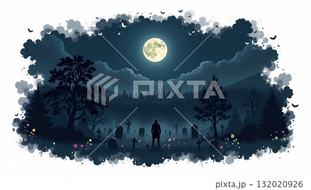 A Halloween themed scene set at night A Halloween themed scene set at night 132020926