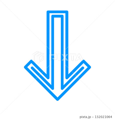 爽やかな青色の矢印アイコン、信頼感のあるブルーカラーの矢印マーク、シンプルで清潔感のある青い方向サイ 132021064